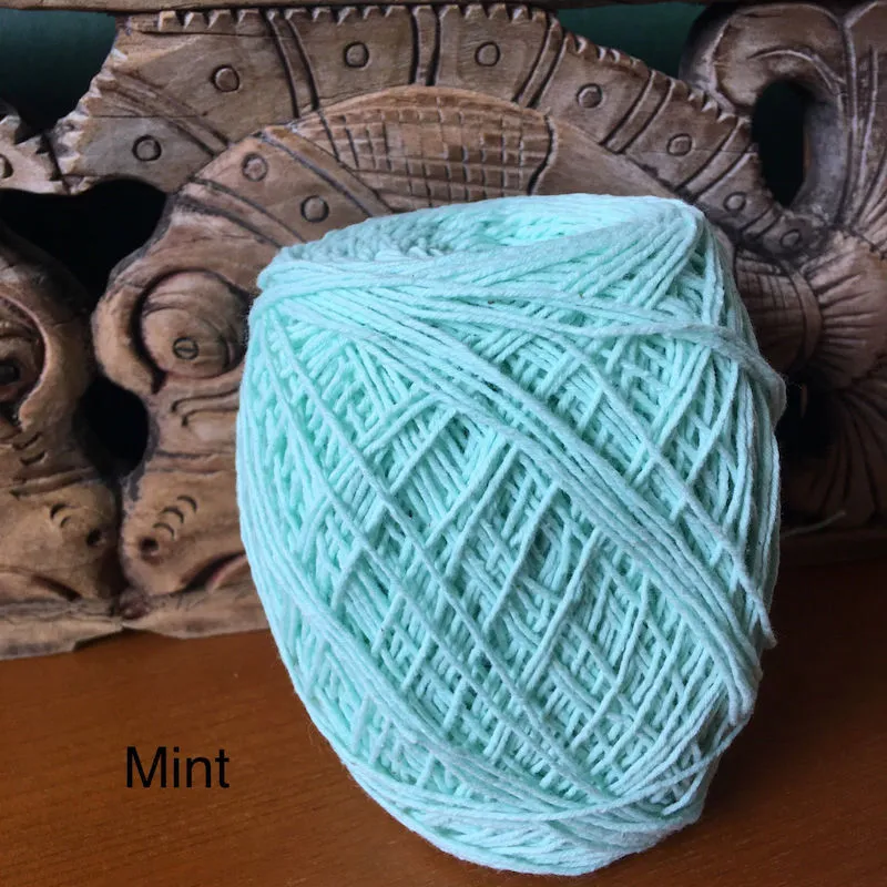 1mm Natural Cotton Rope Cord - Mint Green