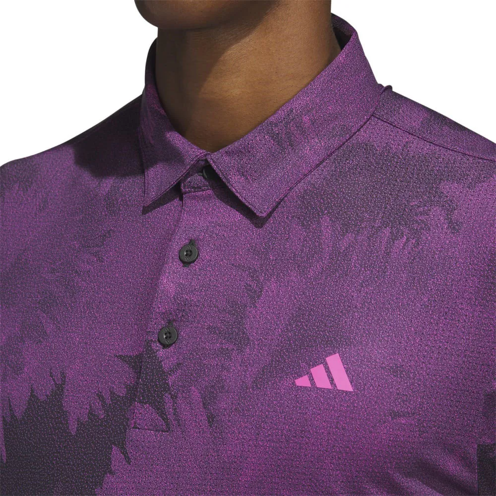 adidas Flower Mesh Polo Shirt - Black/Lucid Fuchsia