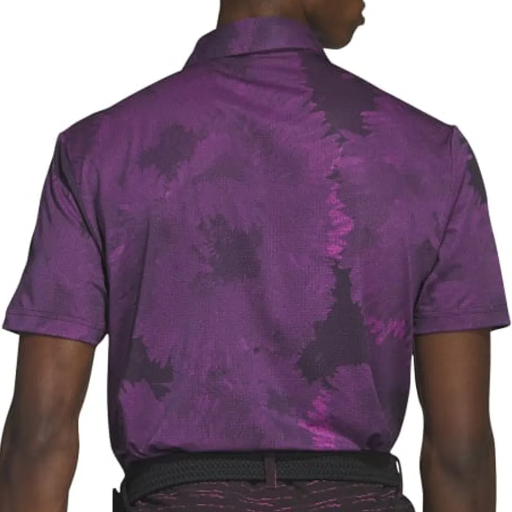 adidas Flower Mesh Polo Shirt - Black/Lucid Fuchsia