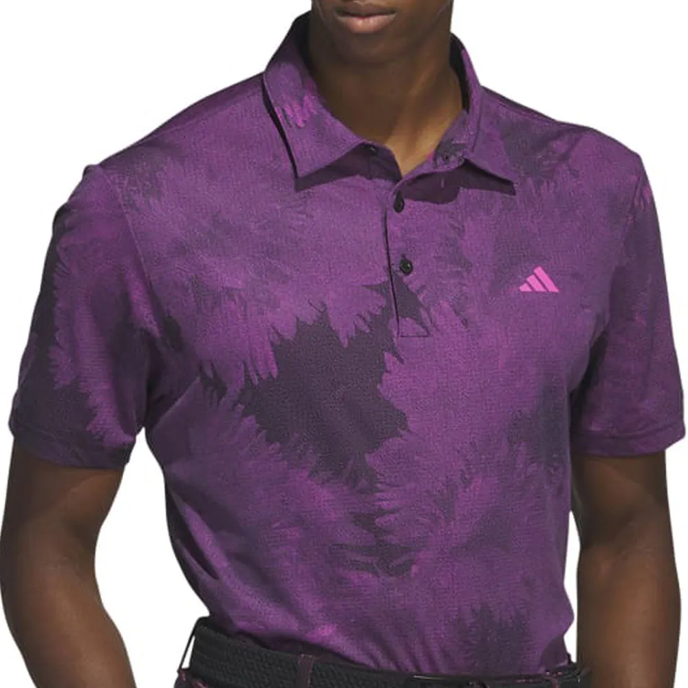 adidas Flower Mesh Polo Shirt - Black/Lucid Fuchsia