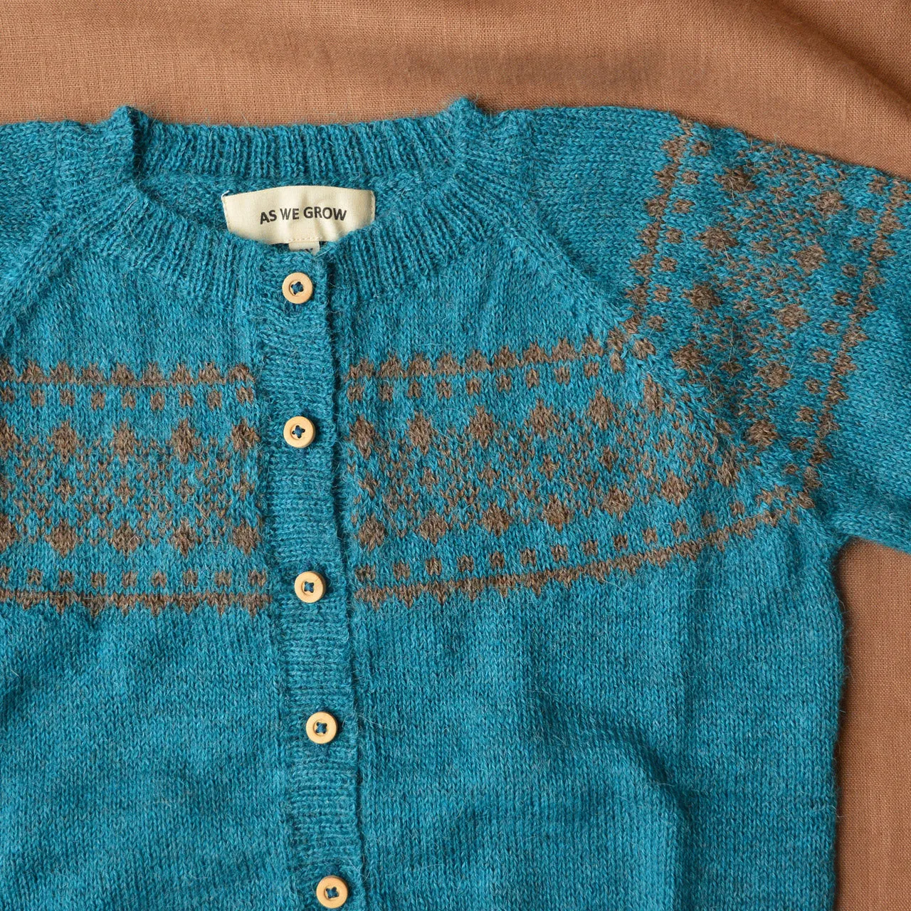 Alpine Cardigan - 100% Baby Alpaca - Turquoise (18m-8y)