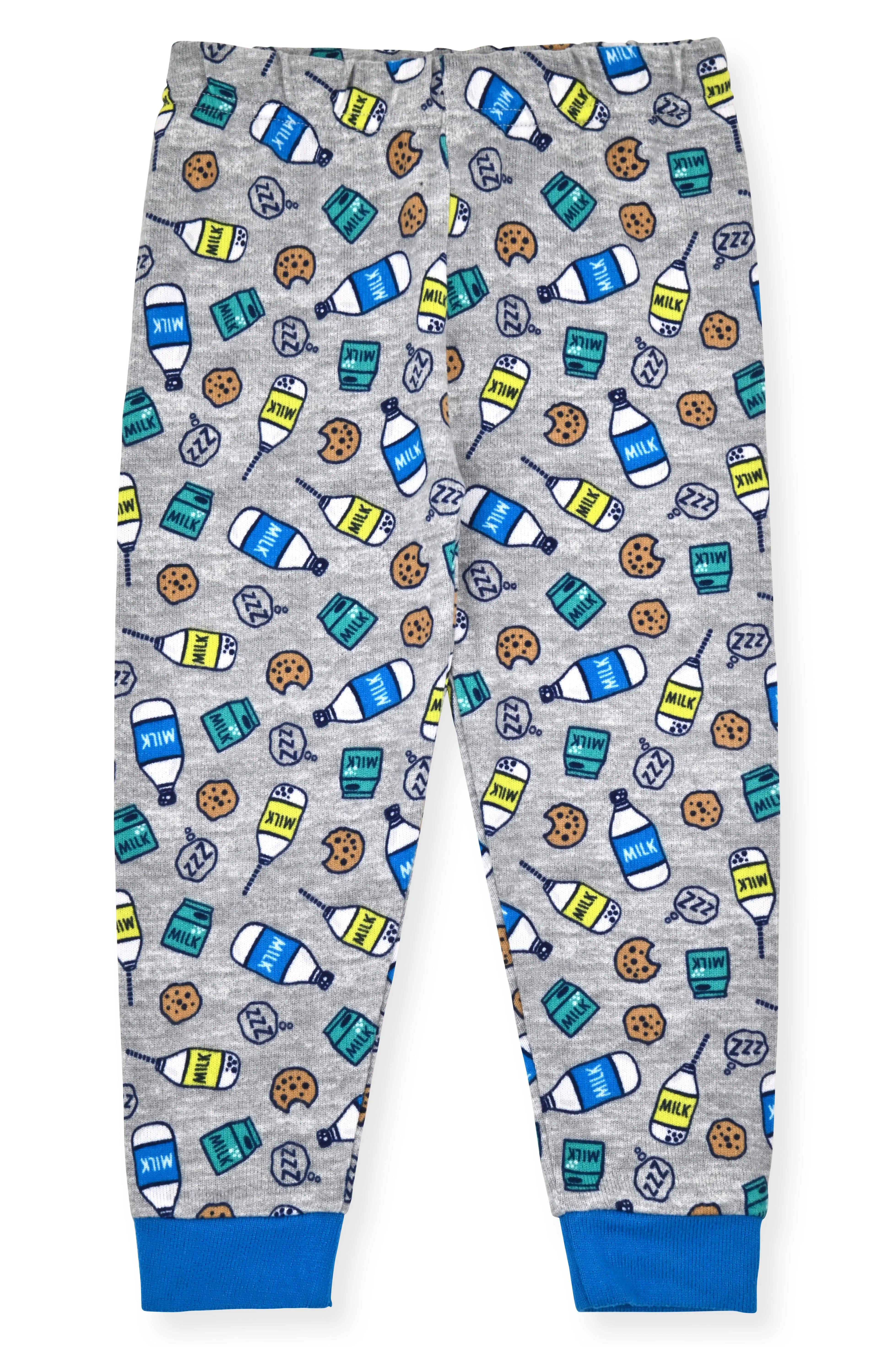 Boys 2-Piece Super Soft Jersey Snug-Fit Pajama Set with Socks - Milk & Cookies.