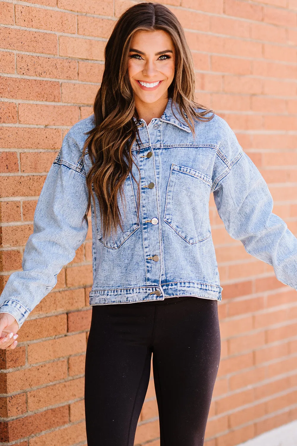 Buttoned Denim Jacket with Pocket