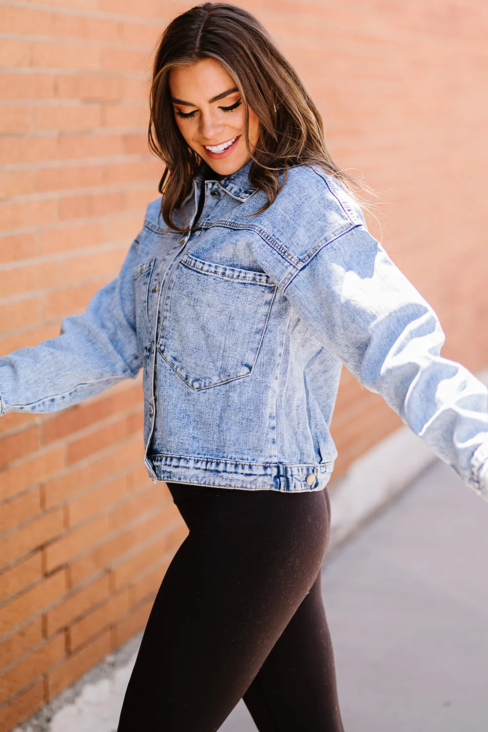 Buttoned Denim Jacket with Pocket