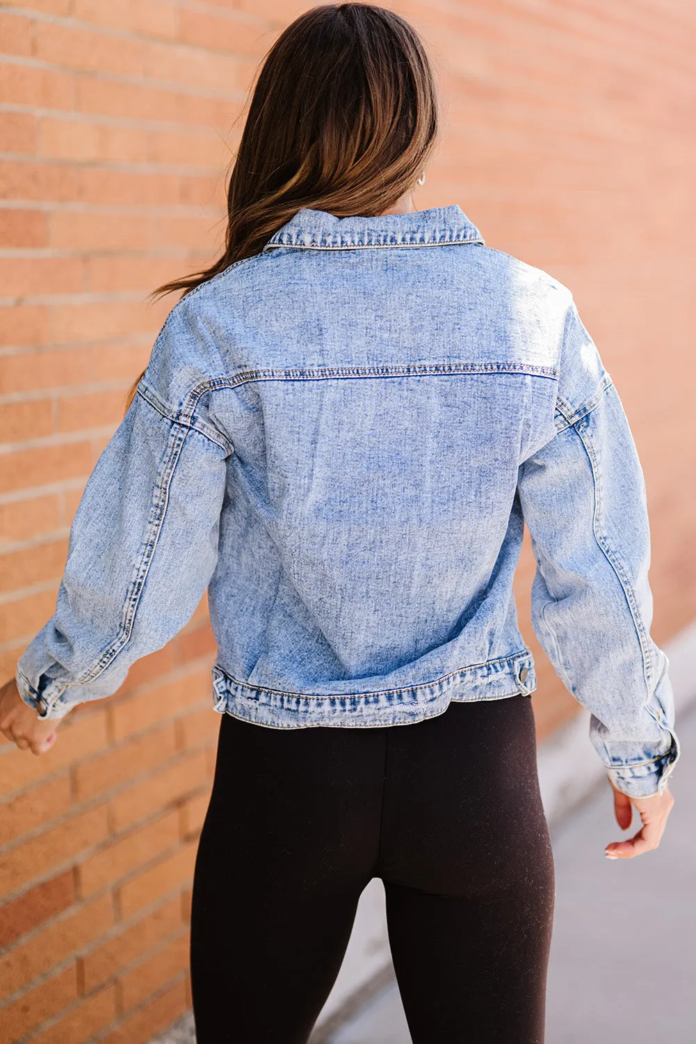 Buttoned Denim Jacket with Pocket