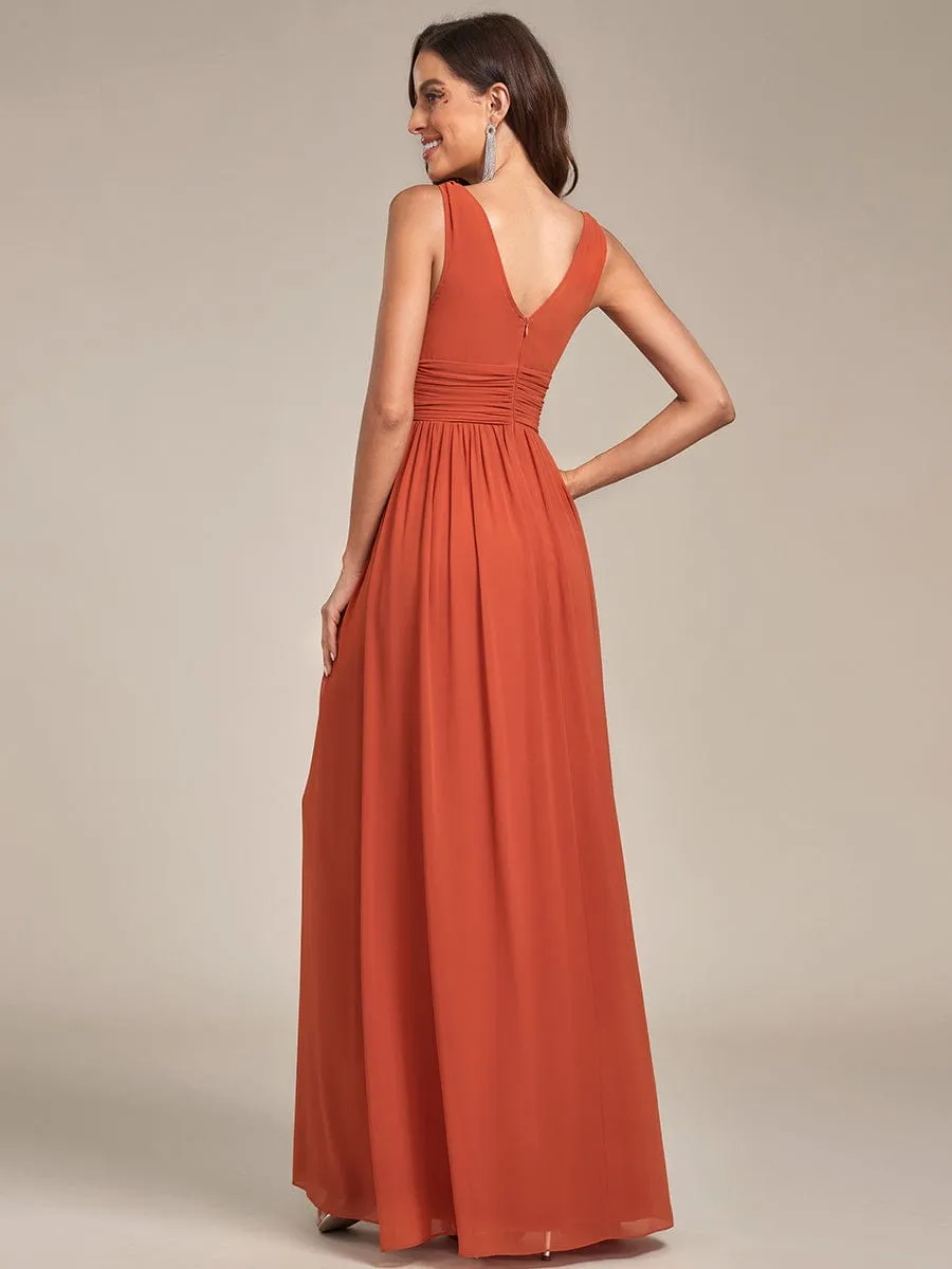 Chiffon Empire Waist Sleeveless Pleated Bridesmaid Dress