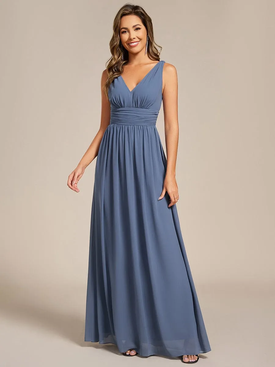 Chiffon Empire Waist Sleeveless Pleated Bridesmaid Dress