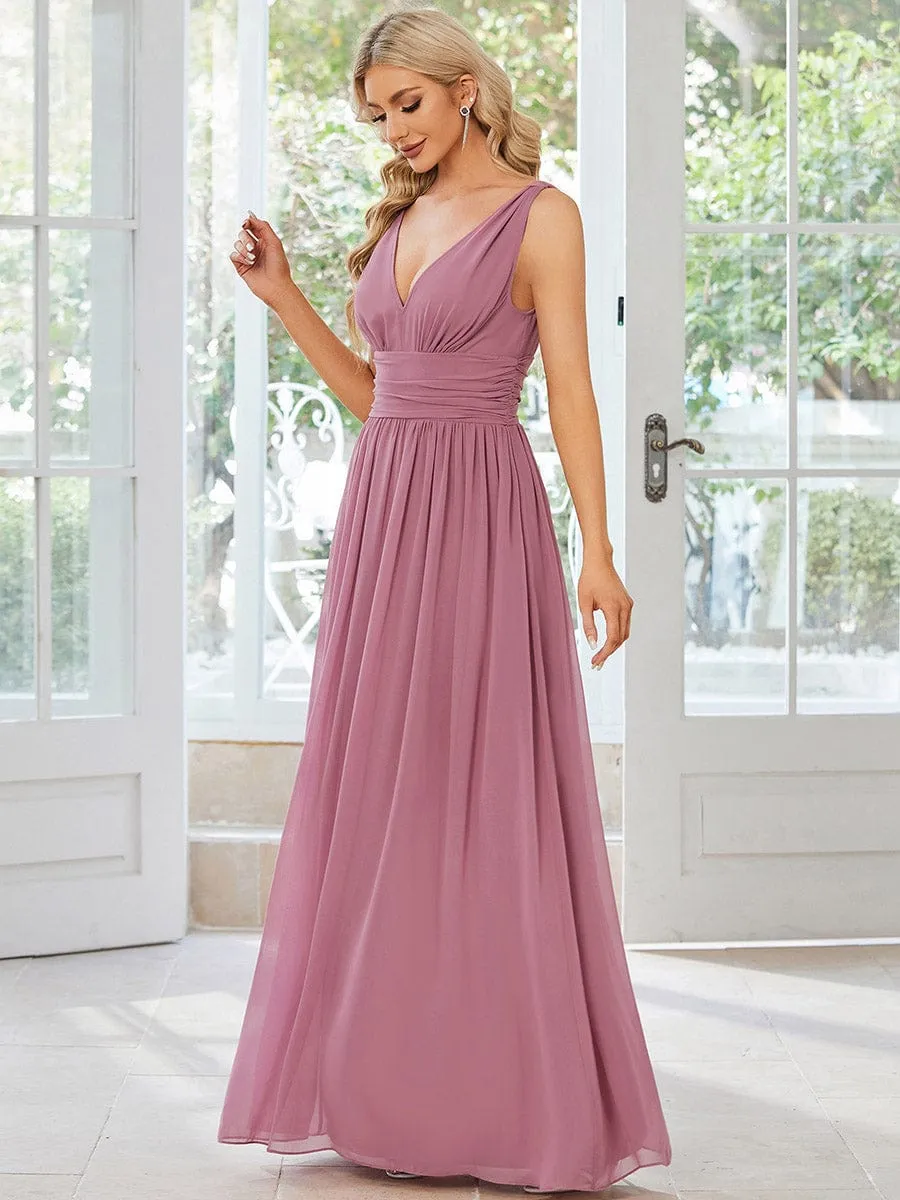 Chiffon Empire Waist Sleeveless Pleated Bridesmaid Dress