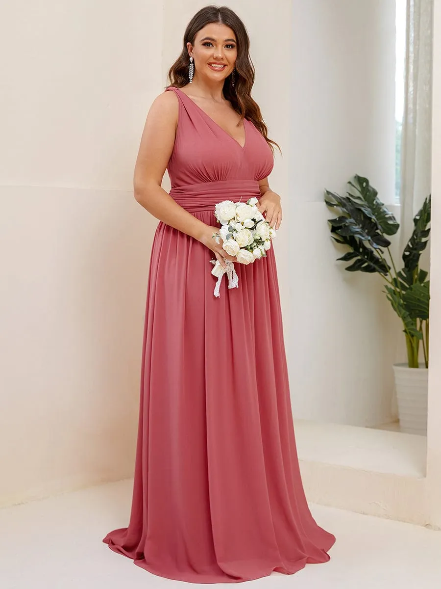 Chiffon Empire Waist Sleeveless Pleated Bridesmaid Dress