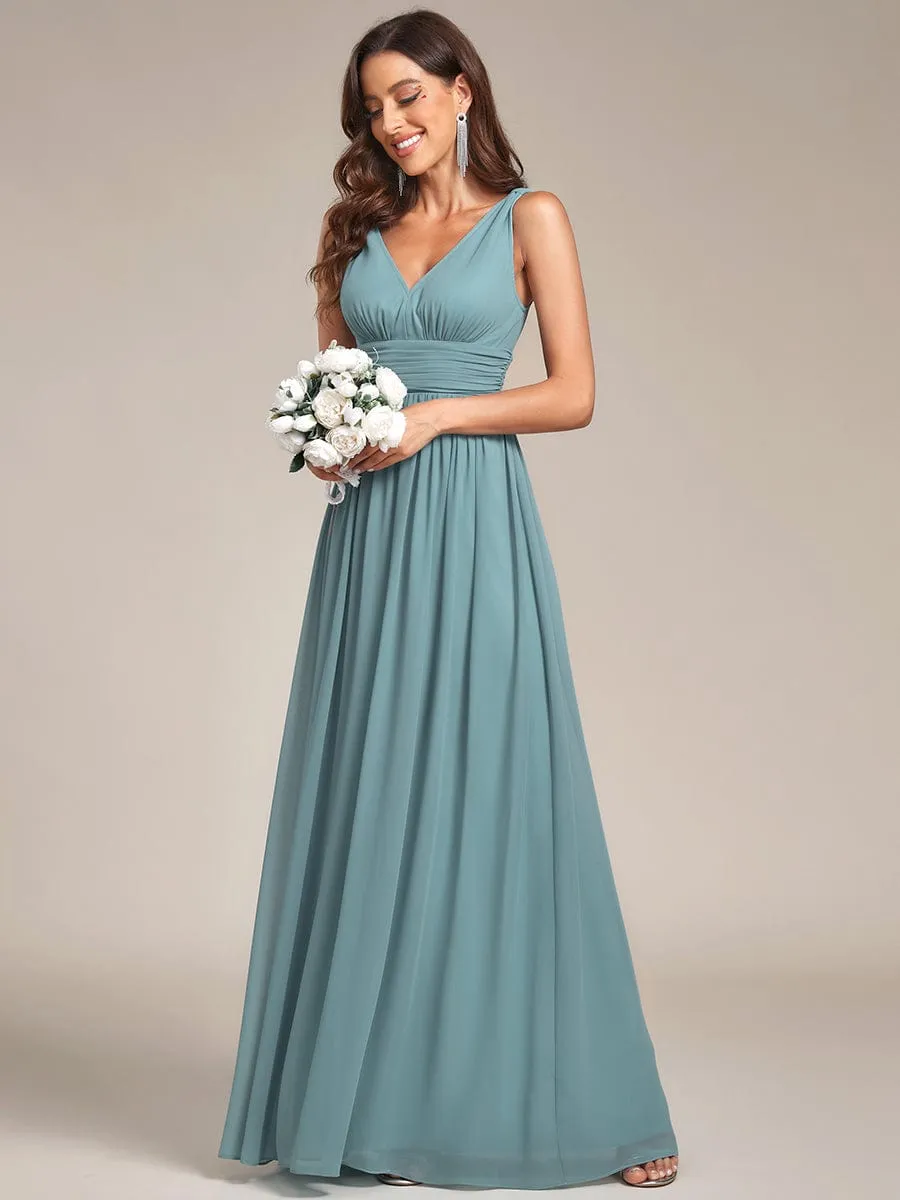 Chiffon Empire Waist Sleeveless Pleated Bridesmaid Dress