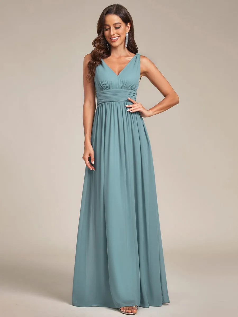 Chiffon Empire Waist Sleeveless Pleated Bridesmaid Dress