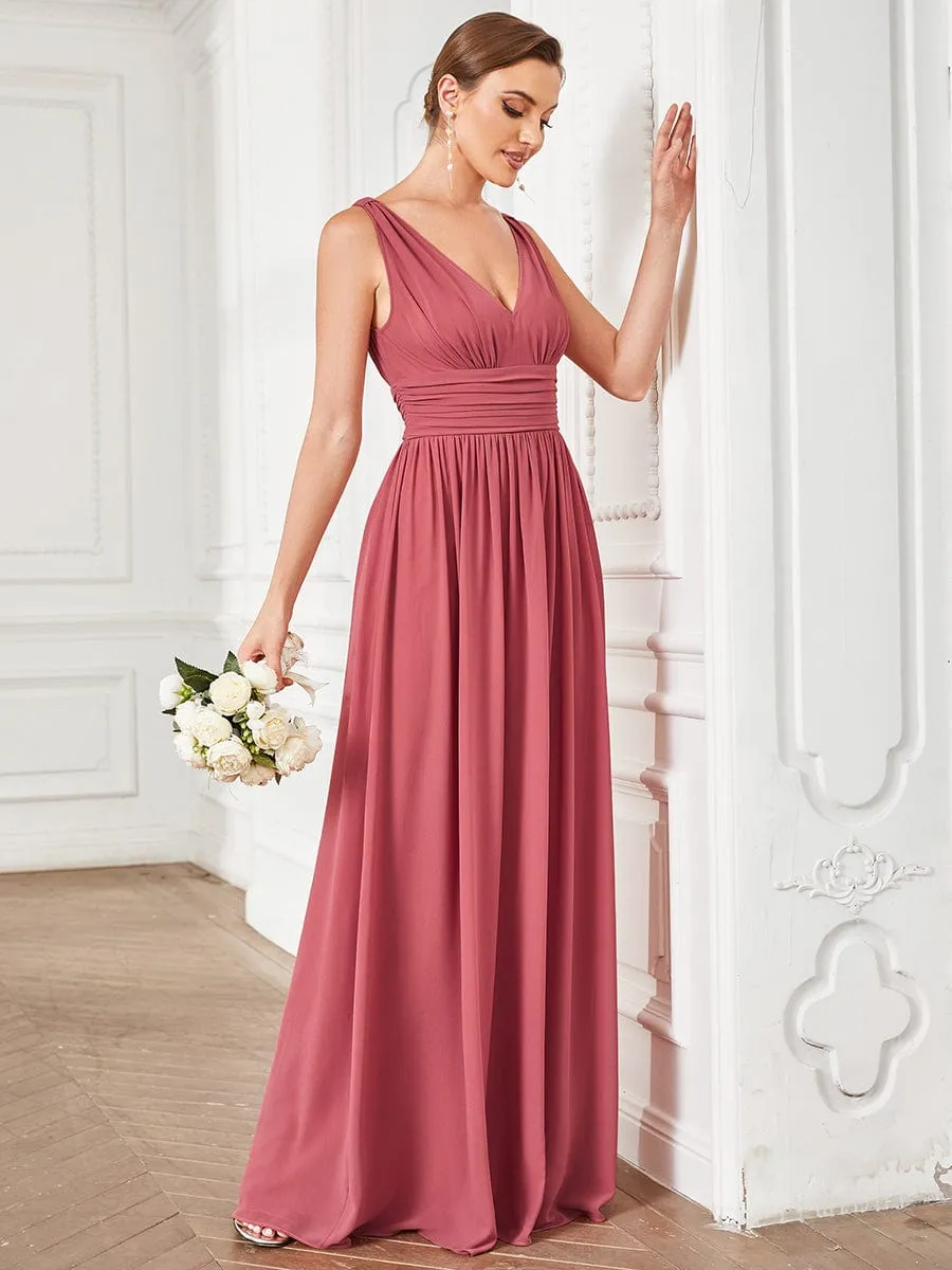 Chiffon Empire Waist Sleeveless Pleated Bridesmaid Dress