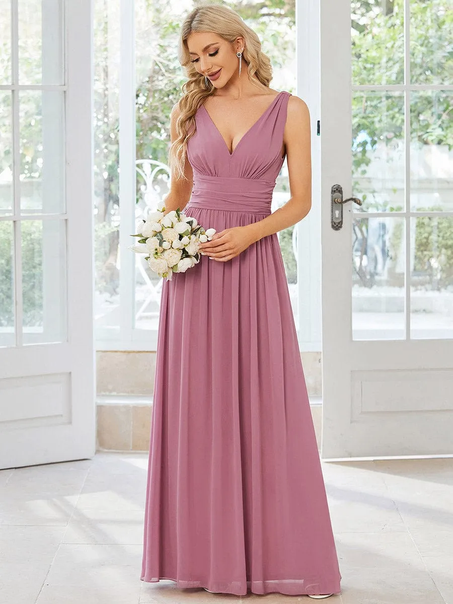 Chiffon Empire Waist Sleeveless Pleated Bridesmaid Dress