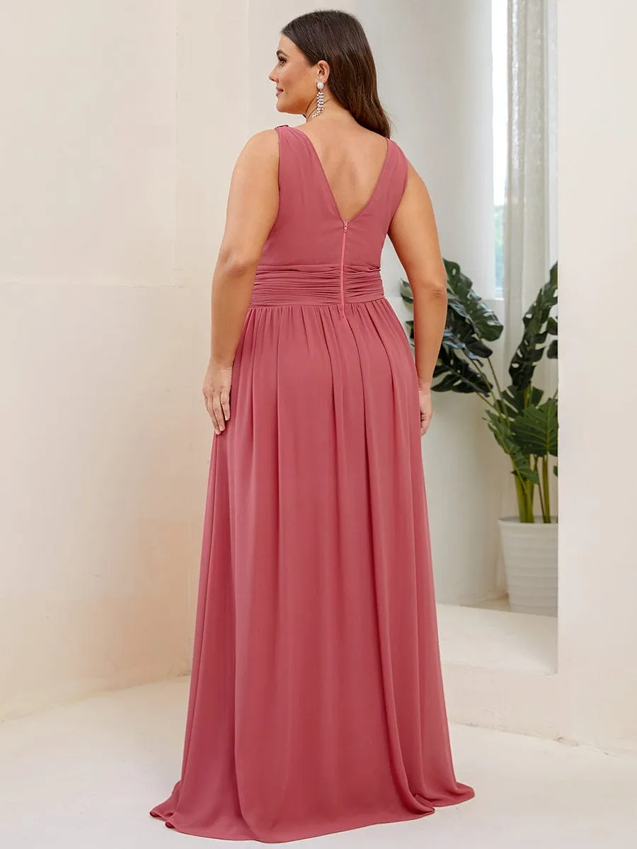 Chiffon Empire Waist Sleeveless Pleated Bridesmaid Dress