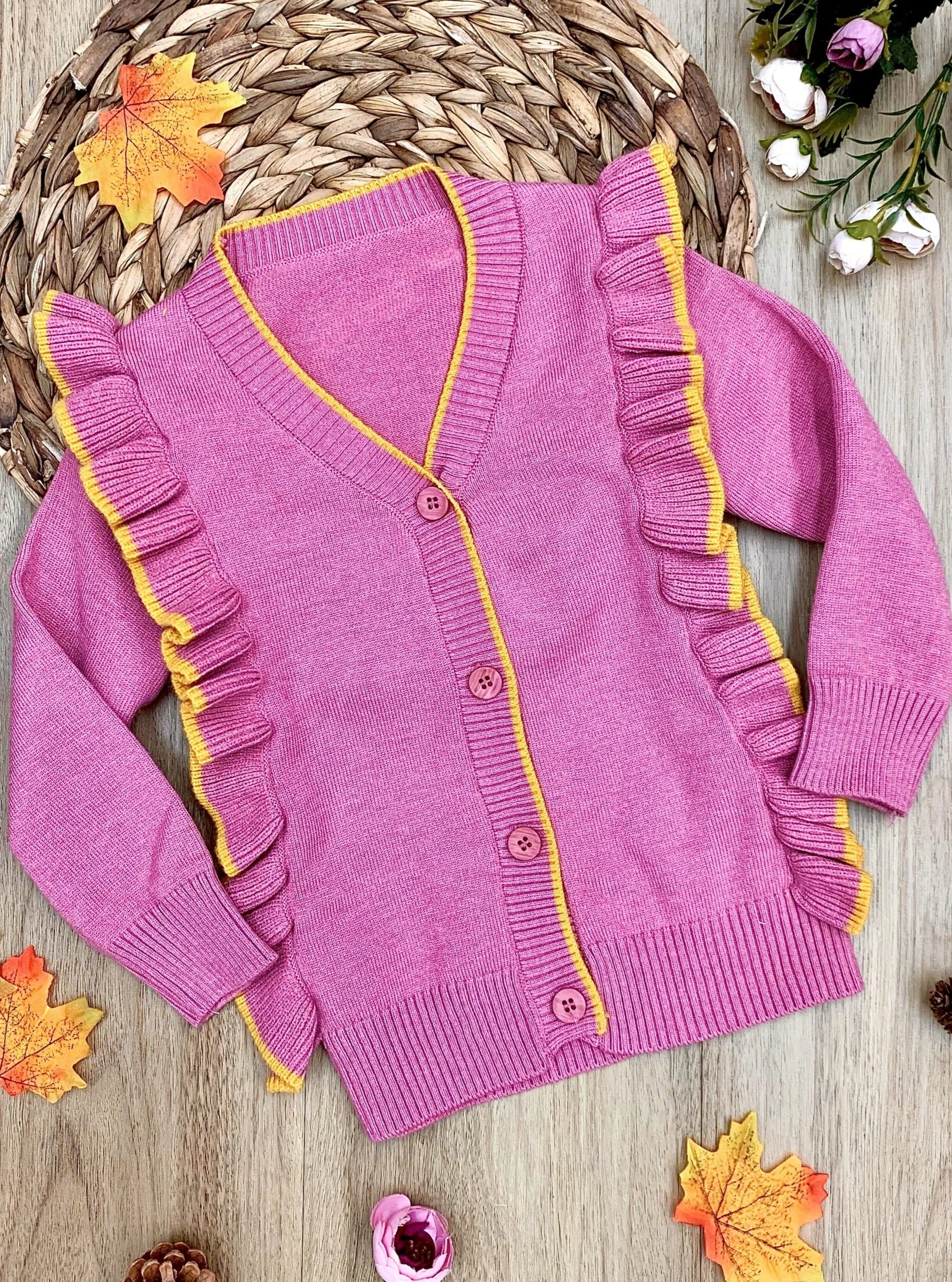 Couldn't Be Cuter Buttoned Ruffle Cardigan