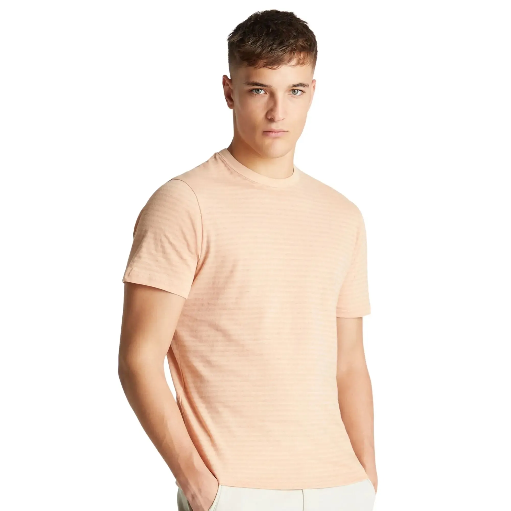 Crew Neck Stripe T-Shirt - Pink