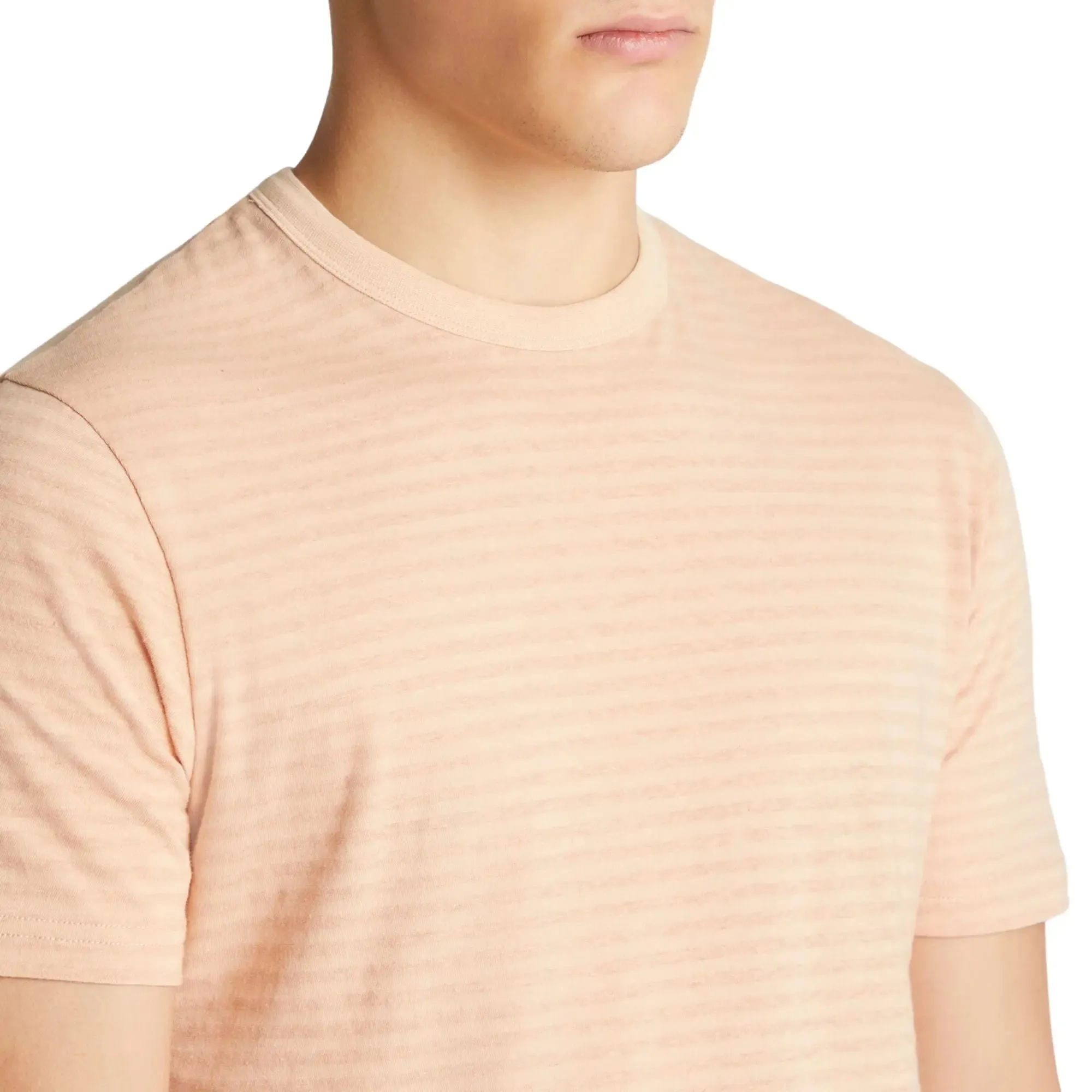 Crew Neck Stripe T-Shirt - Pink