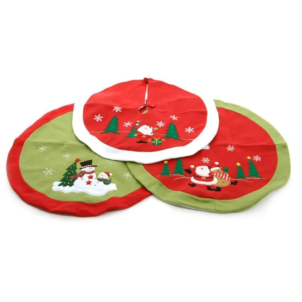 Decoris 90cm Green & Red Felt Tree Skirt (Choice of 3)