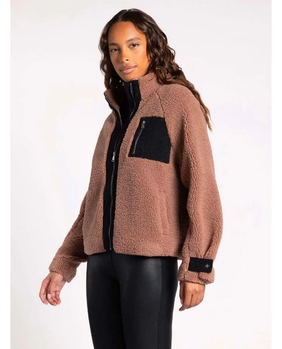 Dorthea Sherpa Taupe Black Jacket