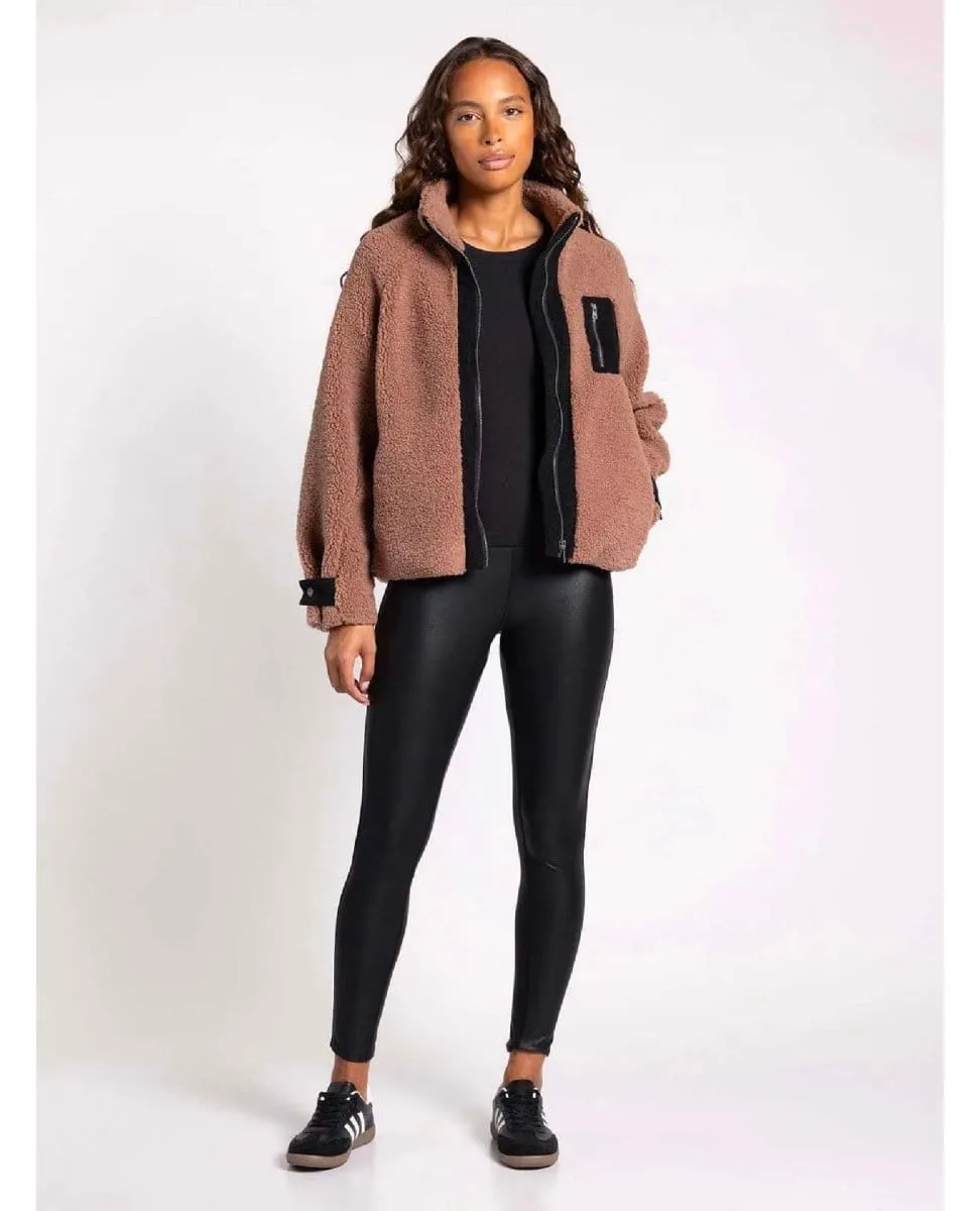 Dorthea Sherpa Taupe Black Jacket