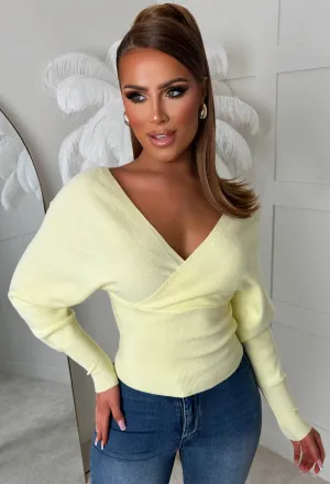 Elsie Yellow V-Neck Wrap Jumper