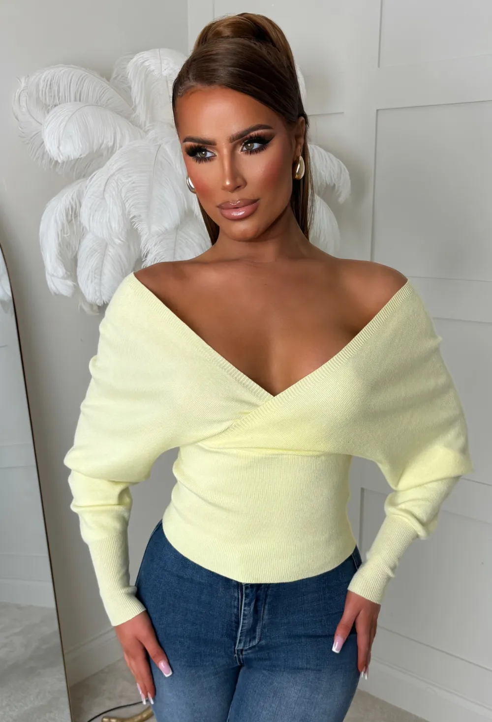 Elsie Yellow V-Neck Wrap Jumper