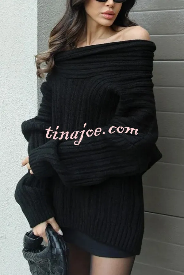 Fashionable Irregular Collar Loose Casual Knitted Sweater