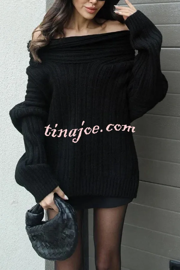 Fashionable Irregular Collar Loose Casual Knitted Sweater