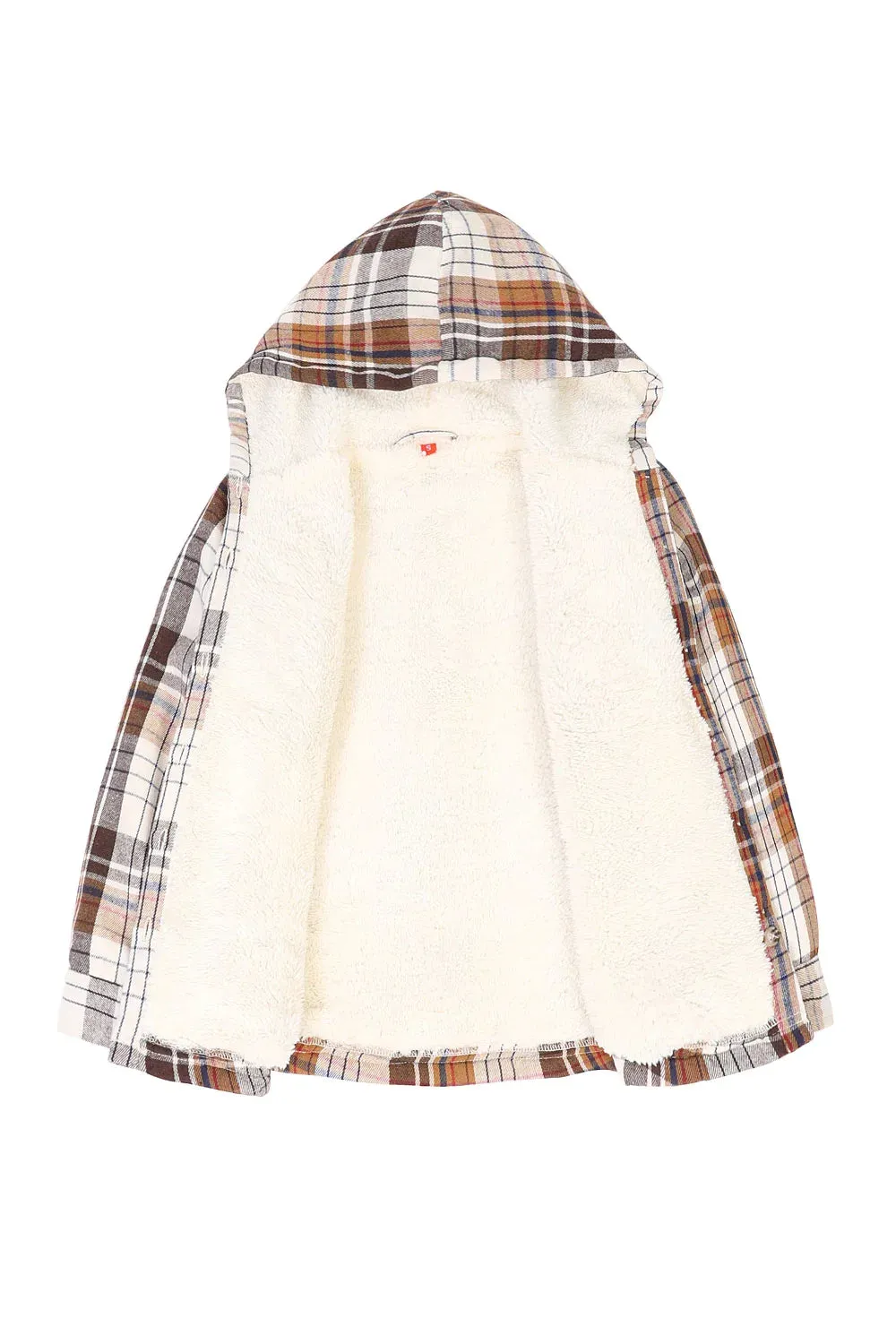 Girls Matching Family Black White Hooded Plaid Flannel Shirt Jacket