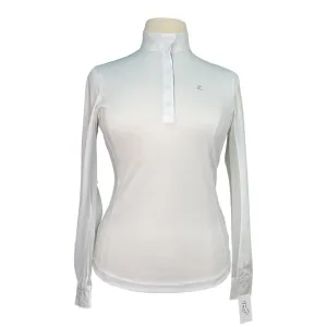 Horze Blaire Long-Sleeved Functional Competition Shirt in White/Striped Collar - Women's Large