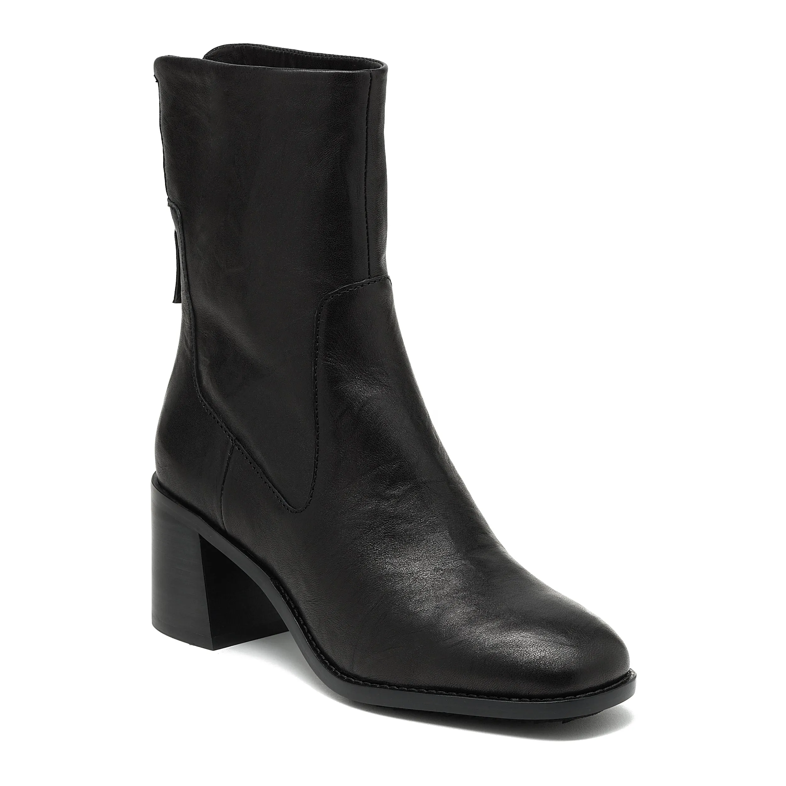 Island Black Leather Wide Width Booties