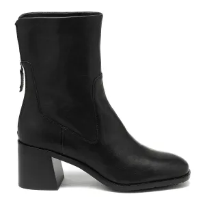 Island Black Leather Wide Width Booties