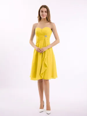 Knee Length Chiffon Dress with Sweetheart Neck-Marigold Plus Size