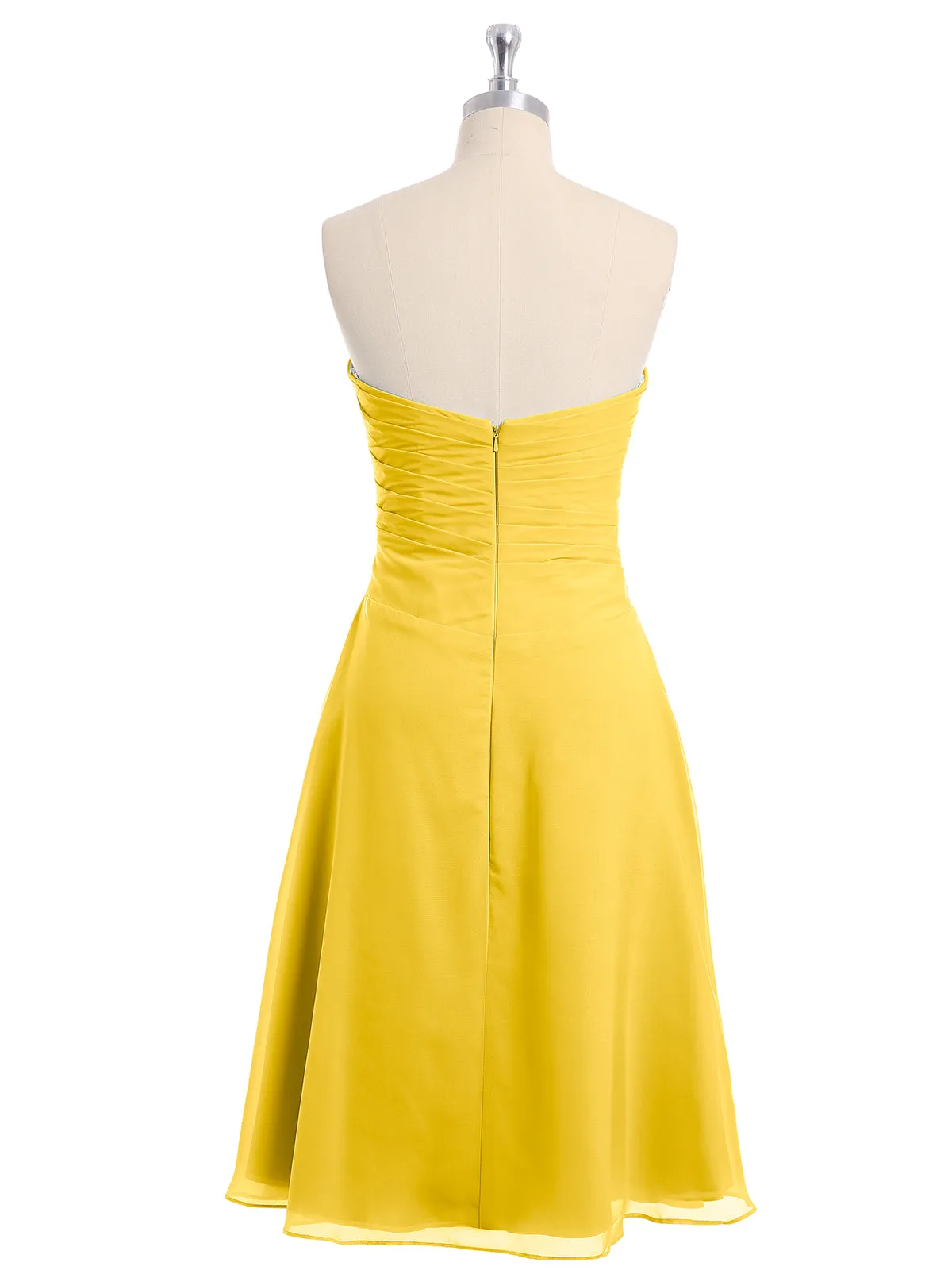 Knee Length Chiffon Dress with Sweetheart Neck-Marigold Plus Size