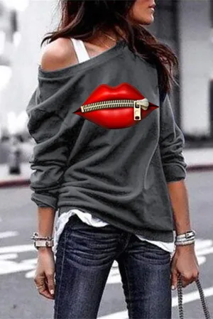 Lips Gray Sweatshirt