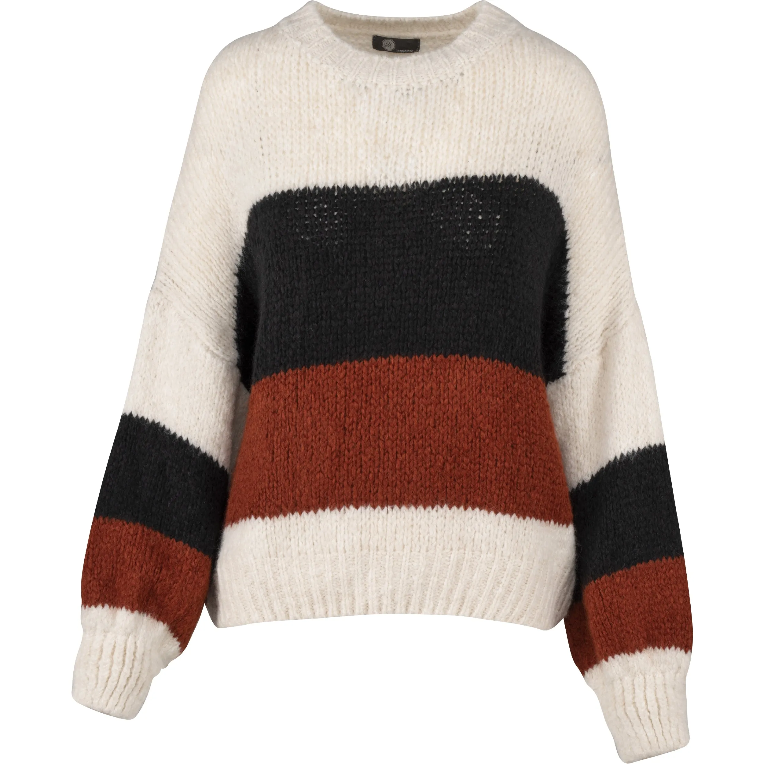 M Made in Italy – Colour-Blocked Oversized Crew-Neck Sweater With Puffy Sleeves