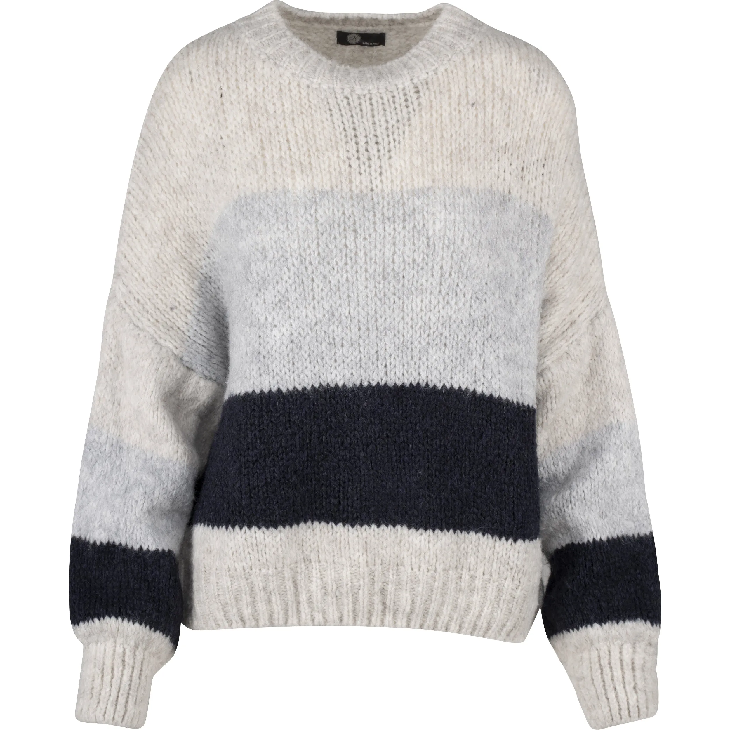 M Made in Italy – Colour-Blocked Oversized Crew-Neck Sweater With Puffy Sleeves