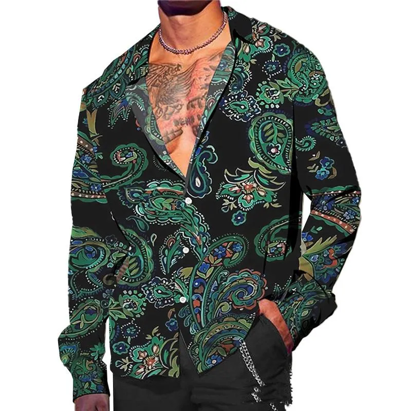 Men's Holiday Print Long Sleeve Shirt 83664697YM