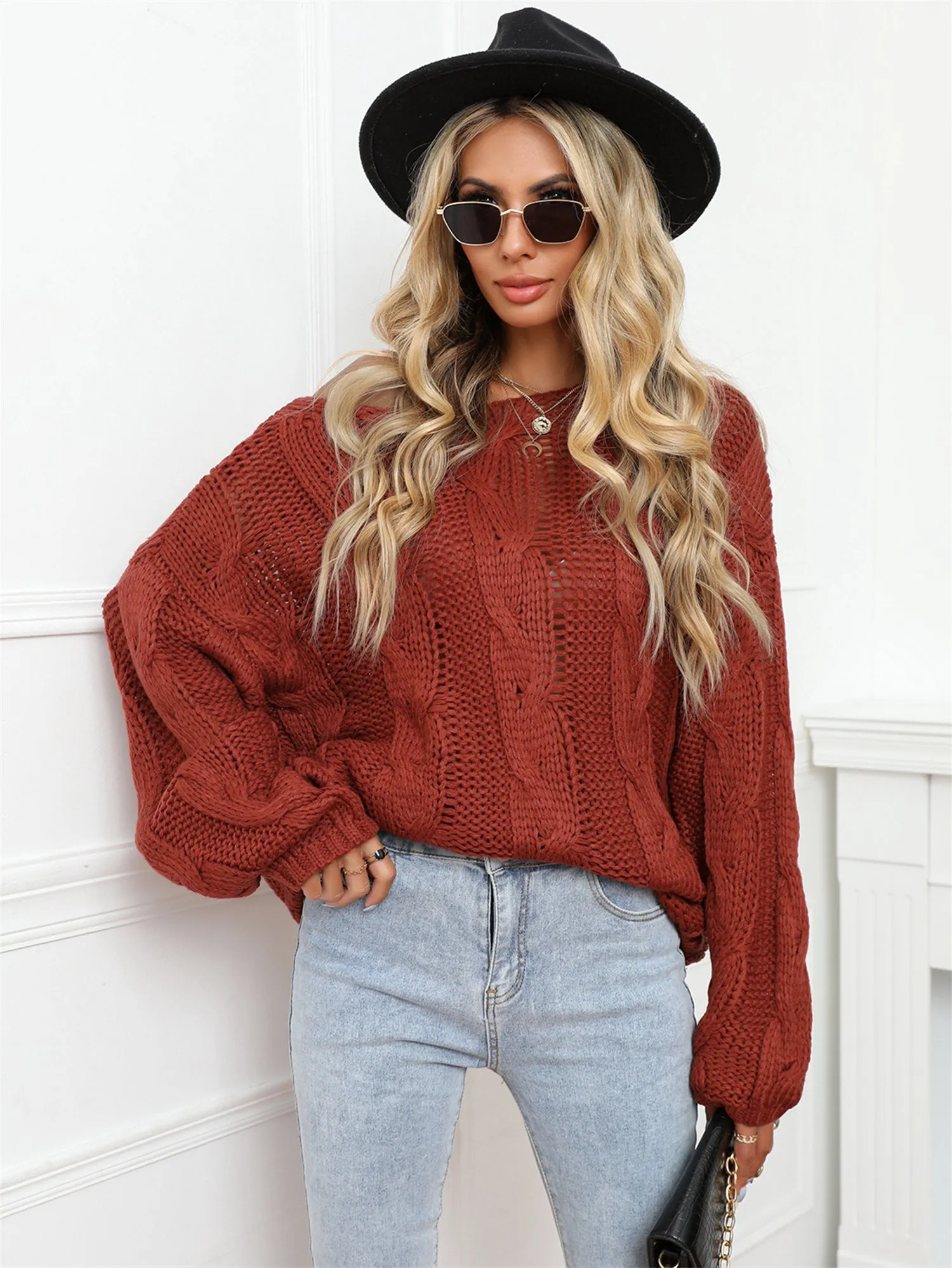 Off Shoulder Loose Casual Women Sweater Wholesale