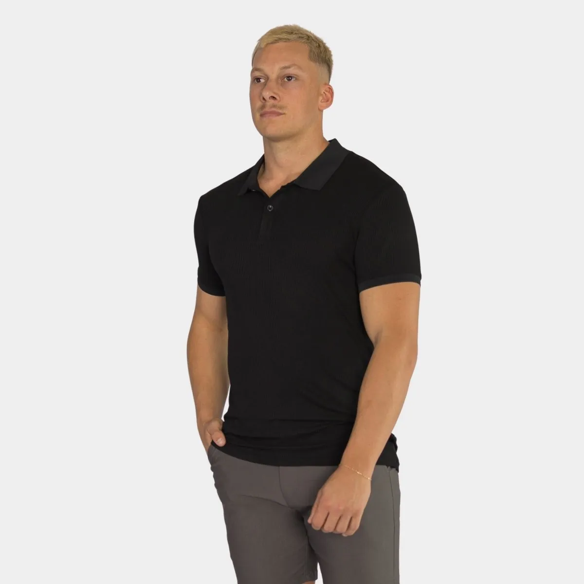 Performance Ribbed Polo - Black