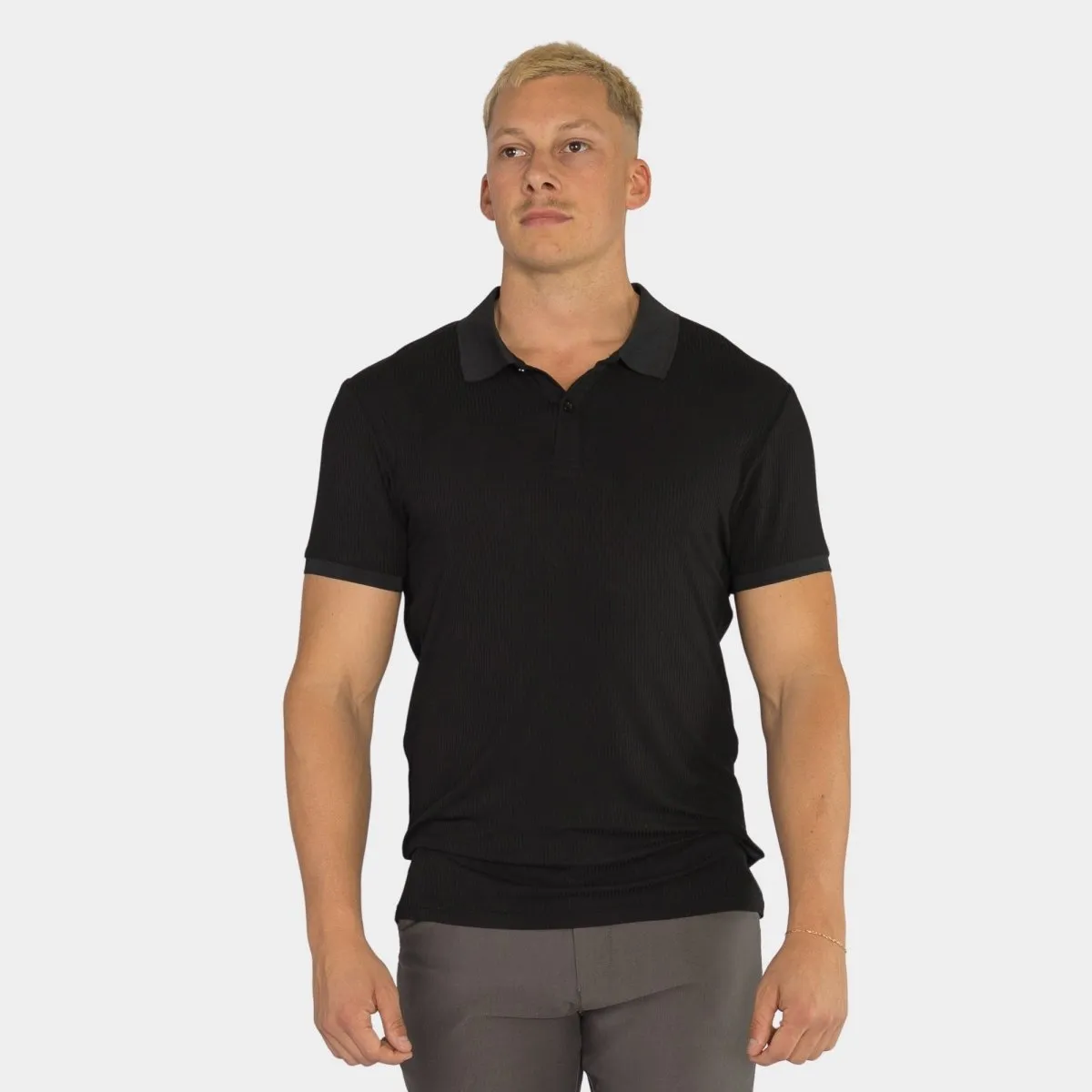 Performance Ribbed Polo - Black