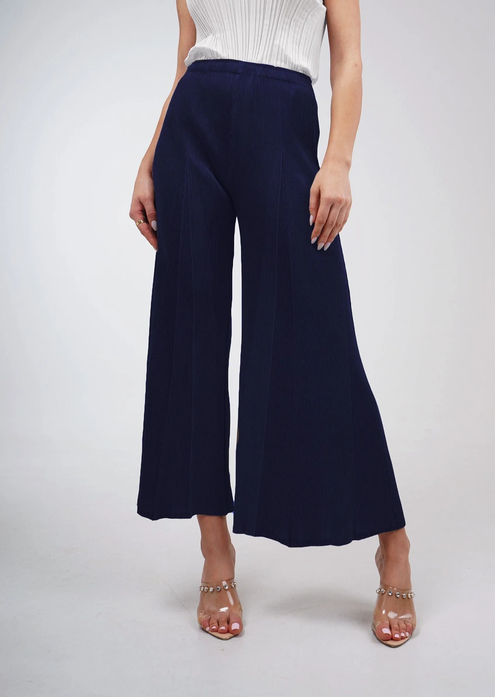 Perla Wide-Leg Pleated Pants