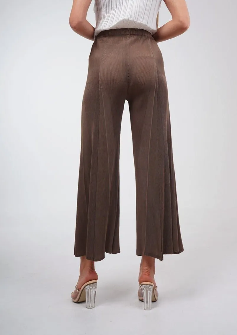 Perla Wide-Leg Pleated Pants