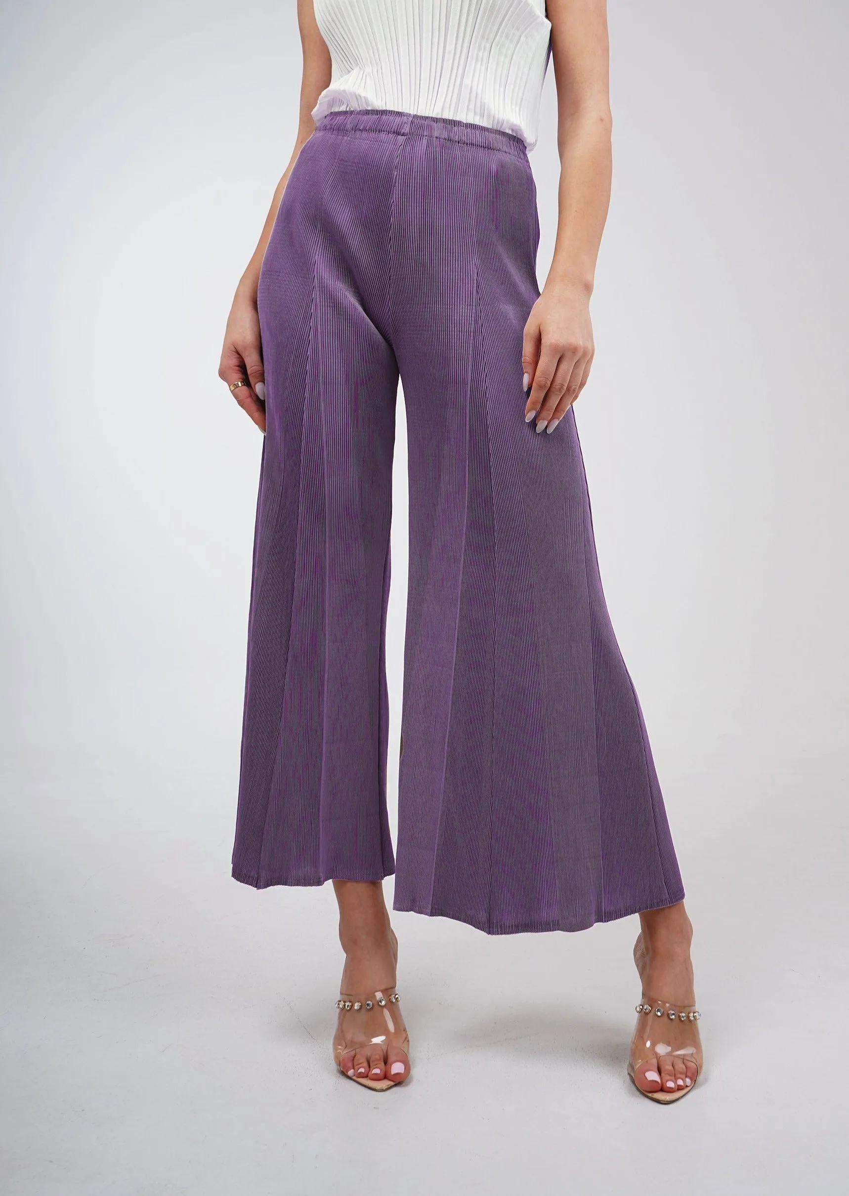 Perla Wide-Leg Pleated Pants