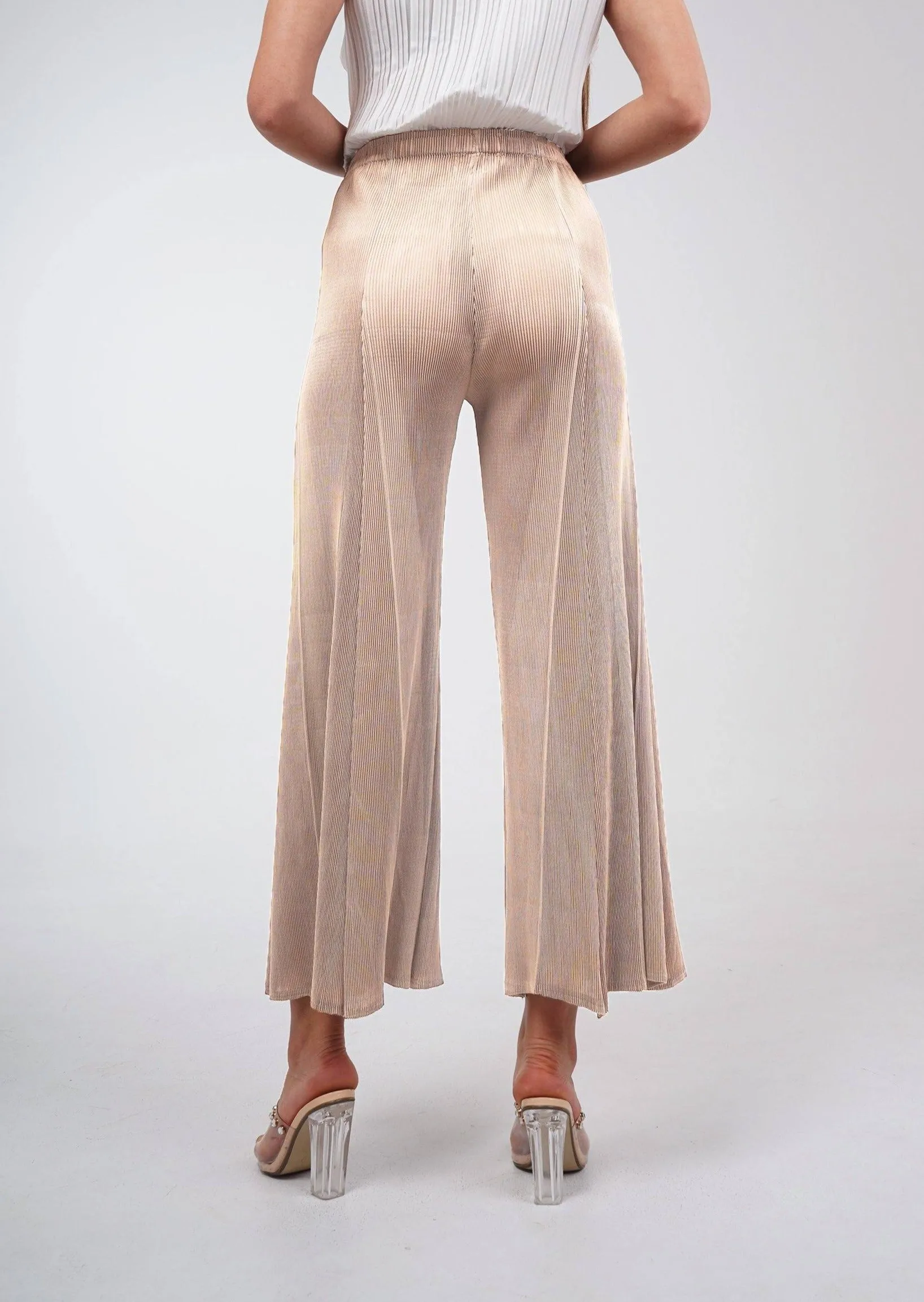 Perla Wide-Leg Pleated Pants