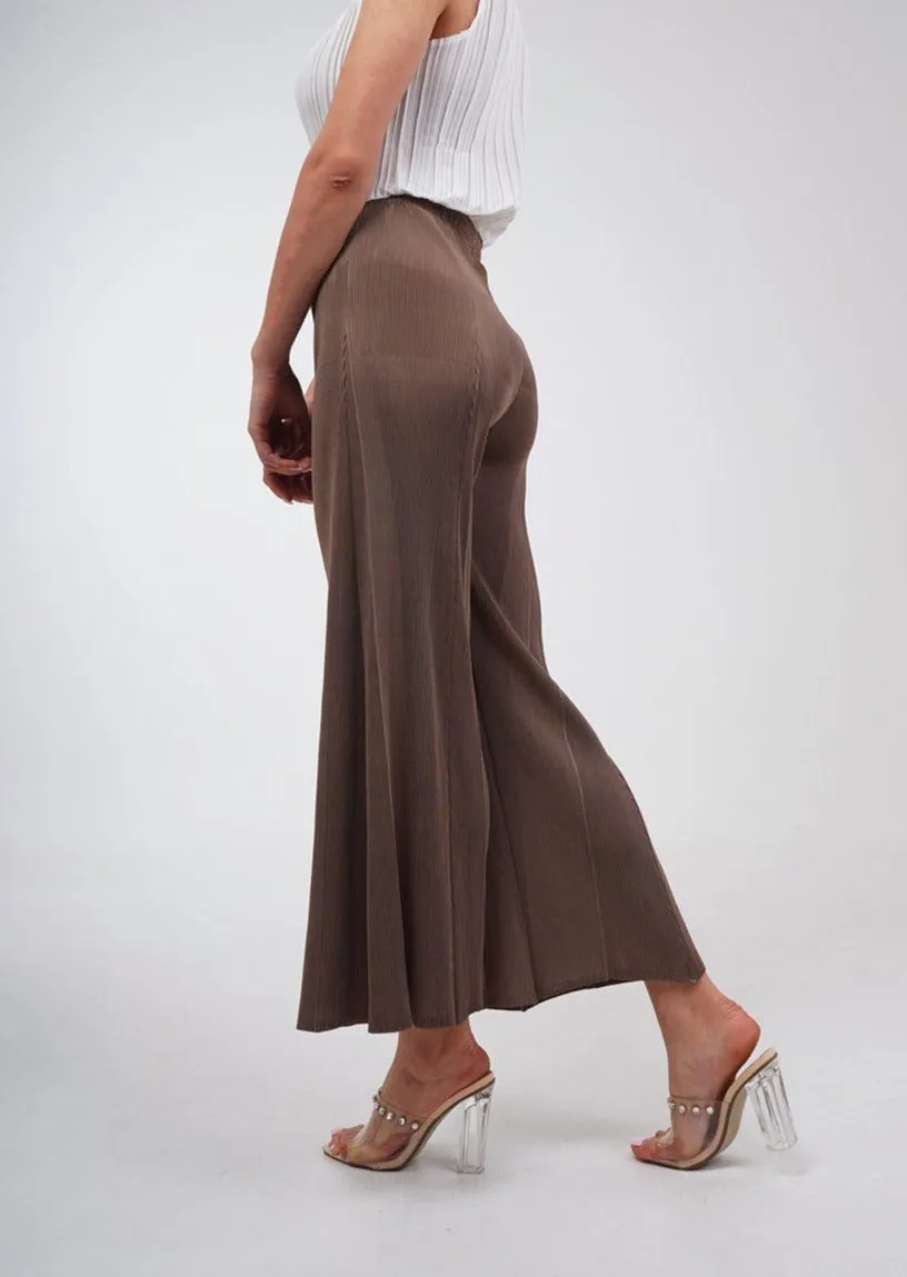 Perla Wide-Leg Pleated Pants