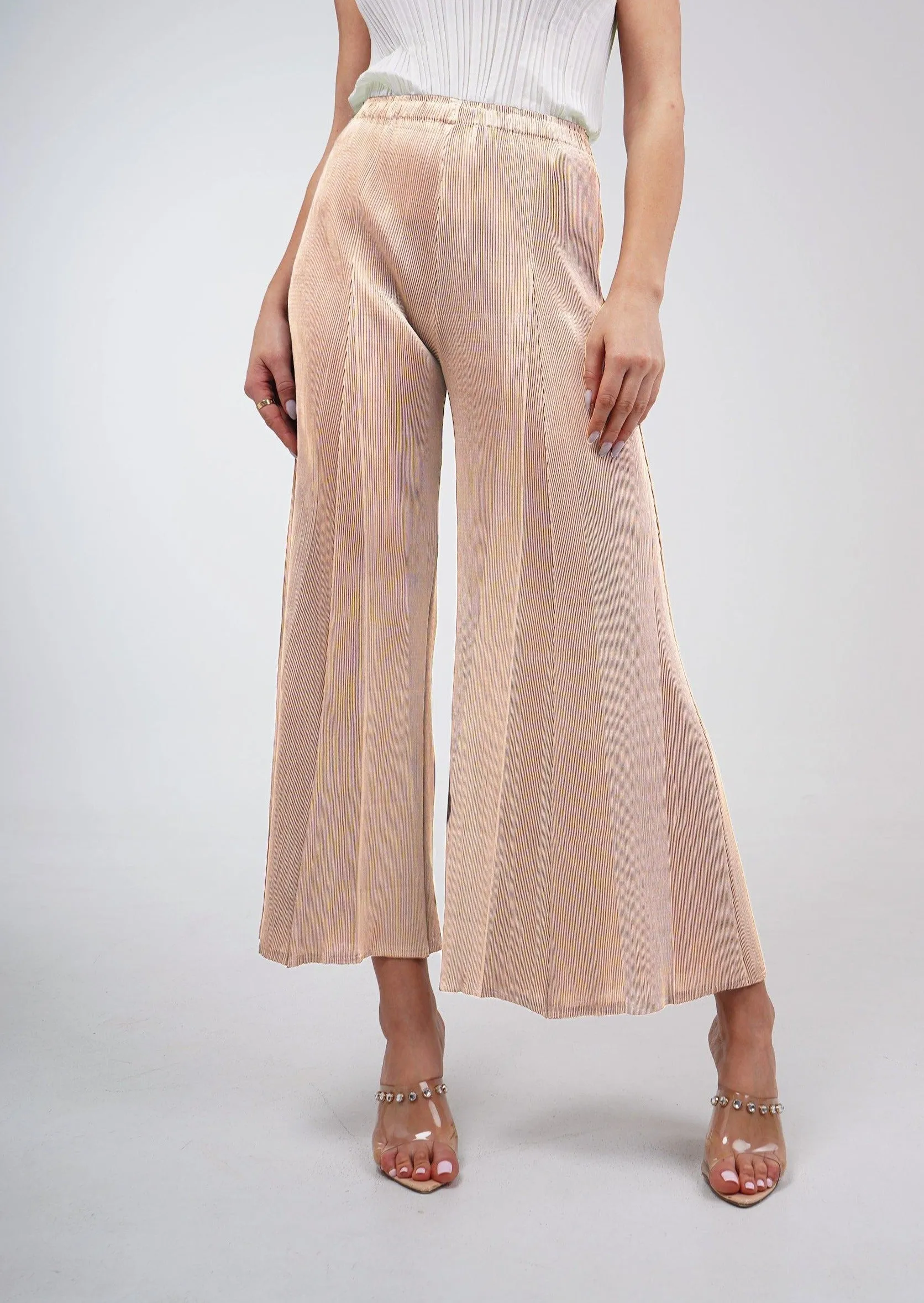 Perla Wide-Leg Pleated Pants