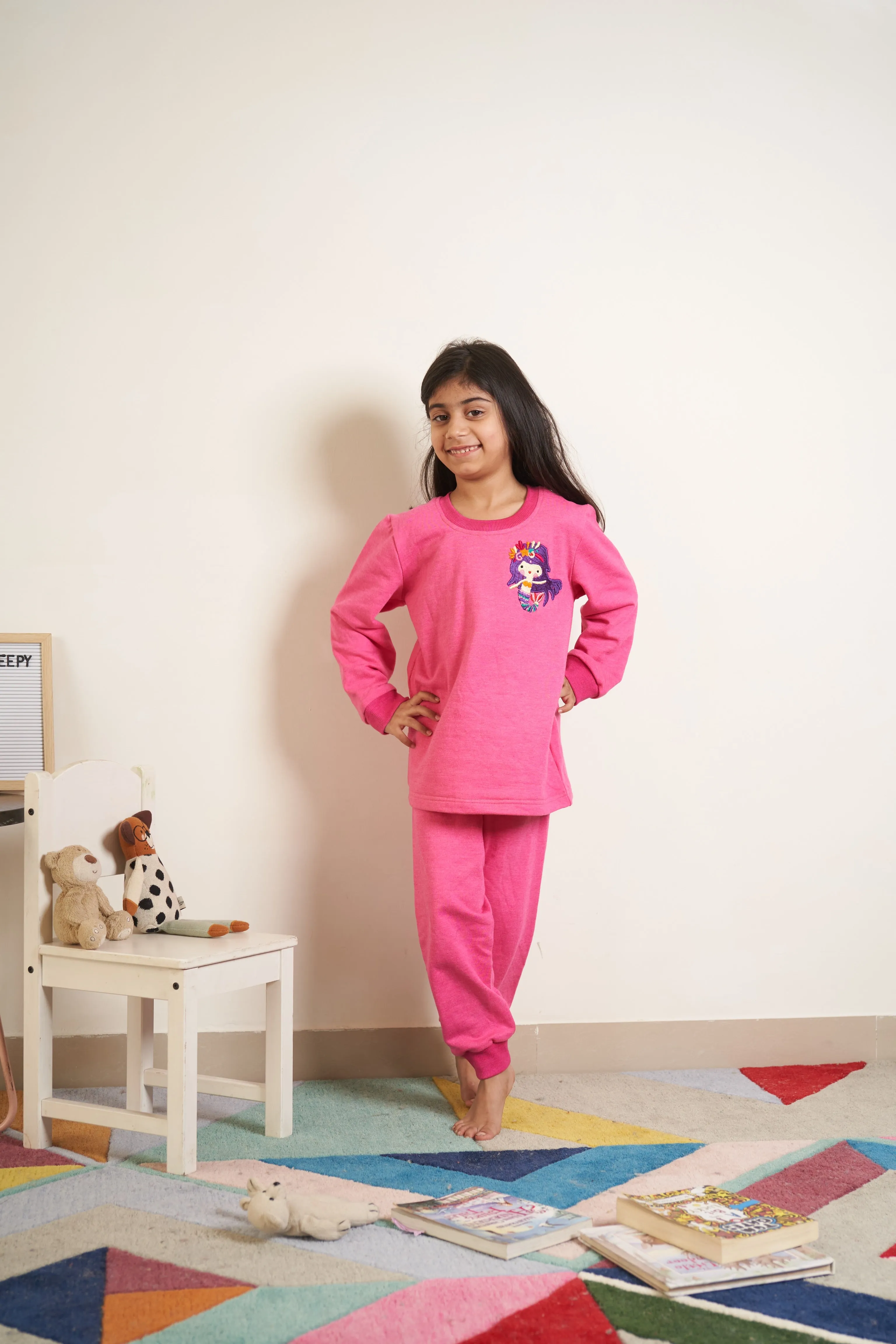 Pink Mermaid embroidery track suit