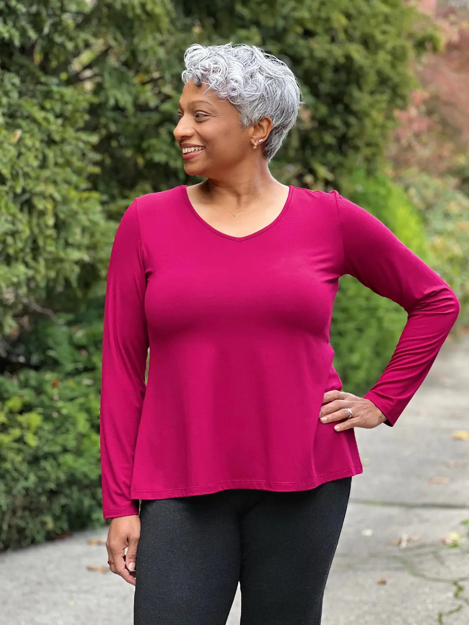 Pippa reversible neckline long sleeve top