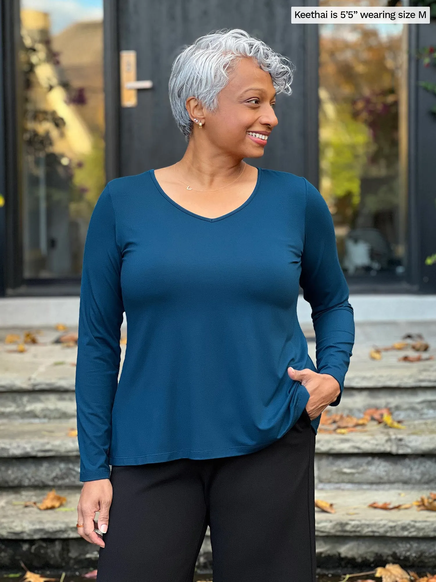 Pippa reversible neckline long sleeve top